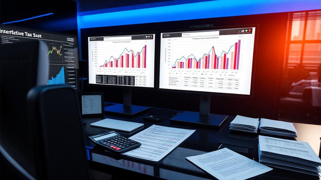 Steuerberater-Büro mit Finanzcharts auf modernen Monitoren – digitale Lösungen für Steuerberatungskanzleien